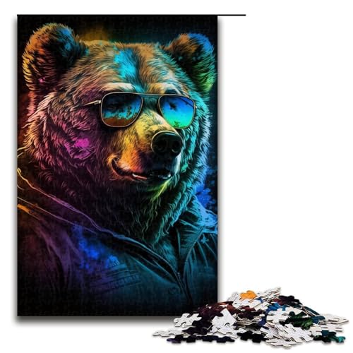 1000-teiliges Puzzle für Erwachsene, Braunbär-Boxer-Puzzle mit passendem Poster und Quizblatt, 50 x 75 cm von WGLINGX
