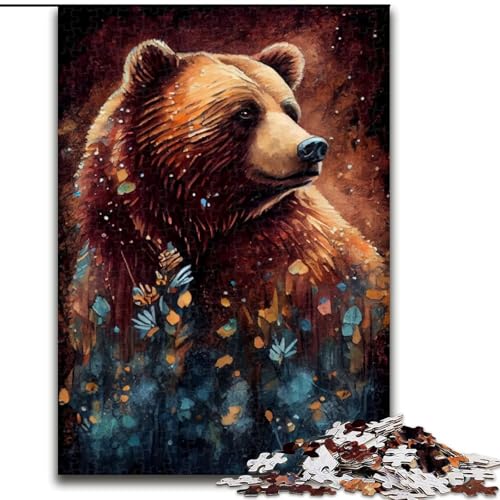 1000-teiliges Puzzle für Erwachsene, Braunbär-Tuschemalerei, Puzzle 1000 Teile für Erwachsene, Spielzeug, Geschenk, pädagogisches intellektuelles Dekomprimierungsspaß, Familienspiel, Größe 50x75cm von WGLINGX