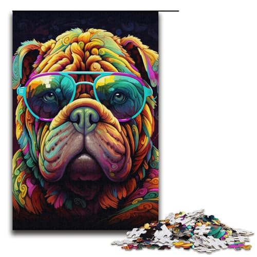 1000-teiliges Puzzle für Erwachsene, Brillen- und Hunde-Puzzle, Lernspielzeug, tolle Geschenke und Spielzeuge (Größe 38 x 26 cm) von WGLINGX