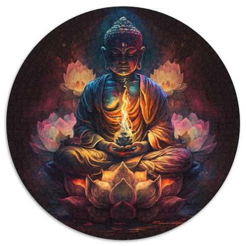 1000-teiliges Puzzle für Erwachsene, Buddha, rund, Kartonpuzzle, interaktives Familienspiel, Denksportaufgabe, Geschenk, Lernspielzeug (67,5 x 67,5 cm) von WGLINGX