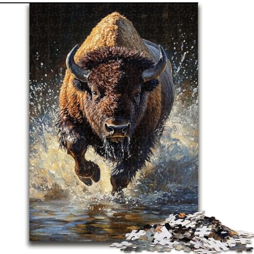1000-teiliges Puzzle für Erwachsene, Buffalo, anspruchsvolle Puzzles, Kunstwerk-Dekor, Intelligenzspielzeug für Familien-Indoor-Spiele (Größe 50x75cm) von WGLINGX