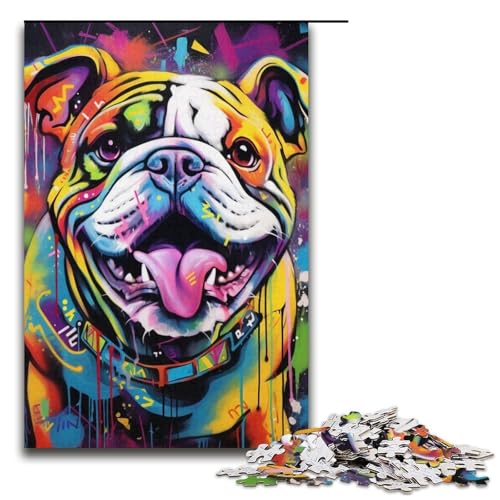 1000-teiliges Puzzle für Erwachsene, Bulldoggen-Puzzle zur Heimdekoration für Jugendliche ab 14 Jahren, 38,1 x 26,9 cm 1000-teiliges Puzzle für Erwachsene, Bulldoggen-Puzzle zur Heimdekoration für Jugendliche ab 14 Jahren, 38,1 x 26,9 cm von WGLINGX