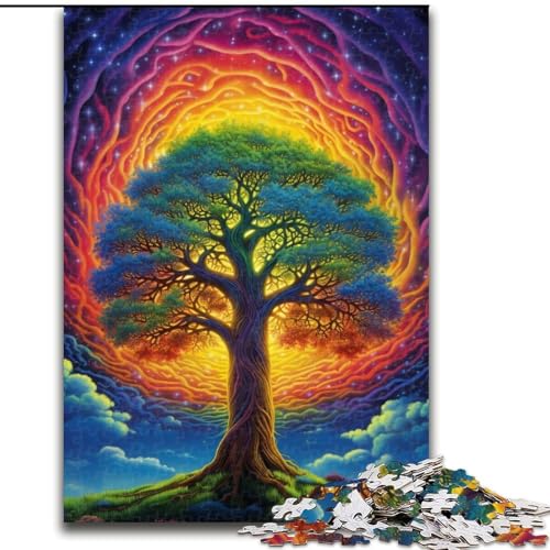 1000-teiliges Puzzle für Erwachsene, Bunte Bäume, Holzpuzzle für Erwachsene, anspruchsvolles DIY-Denkspiel, interaktive Familienaktivität (Größe 50x75cm) von WGLINGX