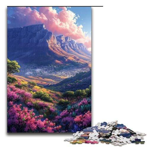 1000-teiliges Puzzle für Erwachsene, Bunte Berge, Puzzles für Erwachsene, Holzpuzzle, Spielzeug, Wanddekoration (Größe 50 x 75 cm) von WGLINGX