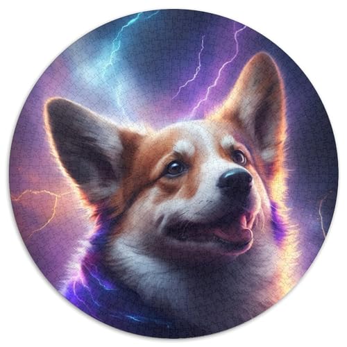 1000-teiliges Puzzle für Erwachsene, Bunte Corgi-Rundpuzzles für 1000-teiliges Denkspiel, interaktives Familienspiel, geeignet für Kinder ab 14 Jahren (67,5x67,5cm) von WGLINGX