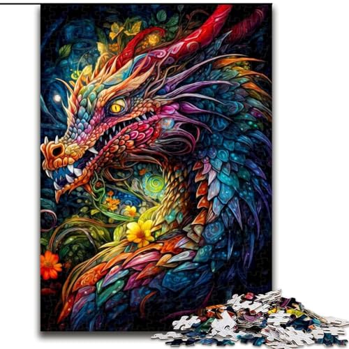 1000-teiliges Puzzle für Erwachsene, Bunte Drachen-Holzpuzzles, Weihnachten oder Geburtstage, Größe 50x75cm von WGLINGX