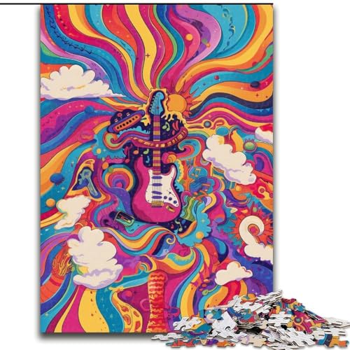 1000-teiliges Puzzle für Erwachsene, Bunte Gitarren-Puzzles für Erwachsene, anspruchsvolles Denkspiel für Teenager, perfekt als Heimdekoration oder Geschenk (Größe 50x75cm) von WGLINGX
