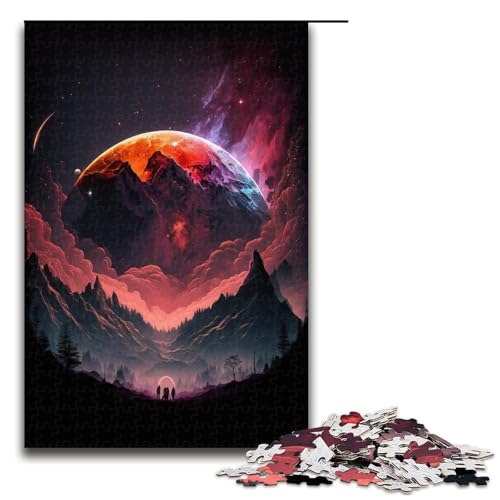 1000-teiliges Puzzle für Erwachsene, Bunte Planeten-Berge, Puzzle, Lernspielzeug, Geburtstagsgeschenk, Geschenke, Wandkunst (Größe 50 x 75 cm) von WGLINGX