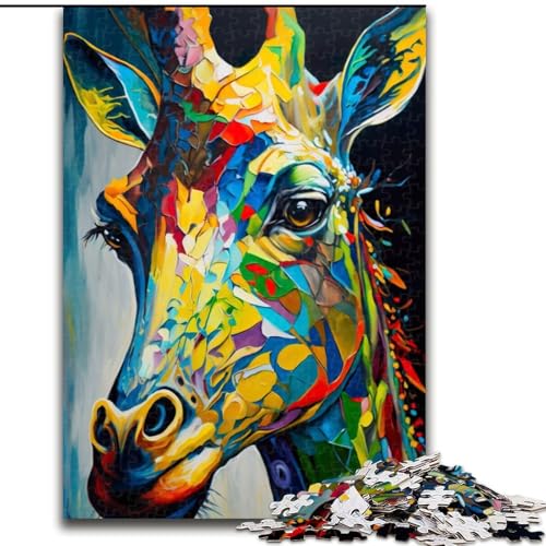 1000-teiliges Puzzle für Erwachsene, Bunte Wilde Giraffe, 1000-teiliges Puzzle für Erwachsene, ideales Urlaubs- oder Geburtstagsgeschenk, Partyspiel-Spielzeug, Größe 26x38cm von WGLINGX