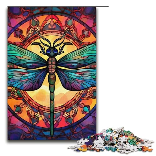 1000-teiliges Puzzle für Erwachsene, Buntglas-Libellen-Puzzle für Lernspiele, Herausforderungsspielzeug, lustiges Geschenk, 37,6 x 26,9 cm 1000-teiliges Puzzle für Erwachsene, Buntglas-Libellen-Puzzle für Lernspiele, Herausforderungsspielzeug, lustiges Geschenk, 37,6 x 26,9 cm von WGLINGX
