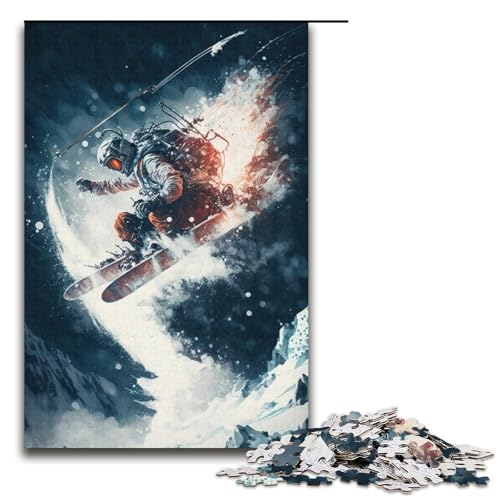 1000-teiliges Puzzle für Erwachsene, Cartoon-Puzzle zum Thema Skifahren in den Bergen, tolles Geschenk für Spiele (Größe 38 x 26 cm) von WGLINGX