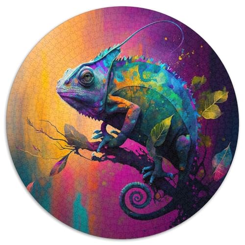 1000-teiliges Puzzle für Erwachsene, Chamäleon, rundes Kartonpuzzle für Familienspaß, perfekt für Feiertage, interaktive Spieleabende, 1000 Teile (67,5x67,5cm) von WGLINGX