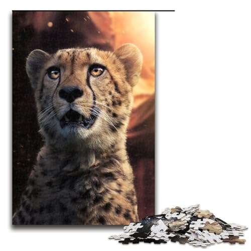 1000-teiliges Puzzle für Erwachsene, Cheetah Magic Jigsaw, Lernspiel, Herausforderung, Spielzeug, Geschenke für Freunde und Familie (Größe 50 x 75 cm) von WGLINGX