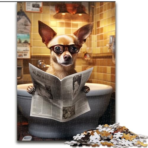 1000-teiliges Puzzle für Erwachsene, Chihuahua, anspruchsvolle Puzzles, pädagogisches und unterhaltsames Indoor-Spiel für die Heimdekoration (Größe 26x38cm) von WGLINGX