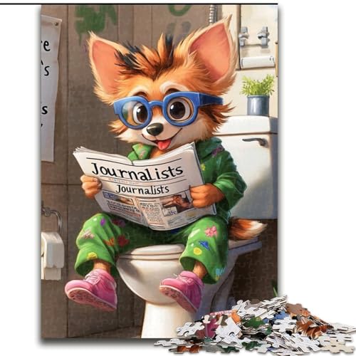 1000-teiliges Puzzle für Erwachsene, Corgi Go Toilet, Puzzle für Erwachsene, 1000 Teile, Heimdekorationsgeschenk, Denksportspiel (Größe 50x75cm) von WGLINGX