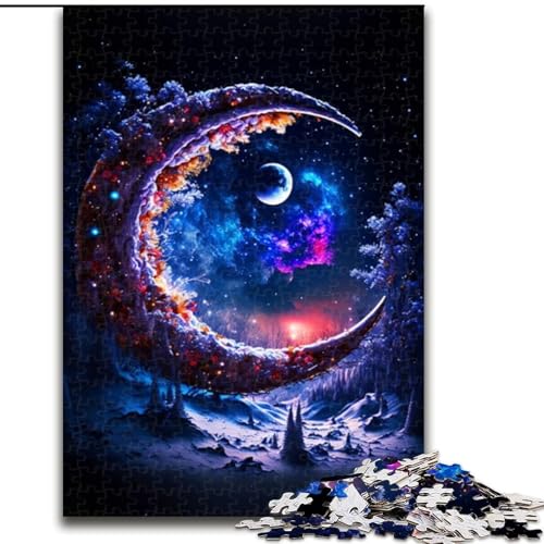 1000-teiliges Puzzle für Erwachsene, Cosmic Dream Moon, Holzpuzzle für Erwachsene, anspruchsvolles DIY-Denkspiel, interaktive Familienaktivität (Größe 26x38cm) von WGLINGX