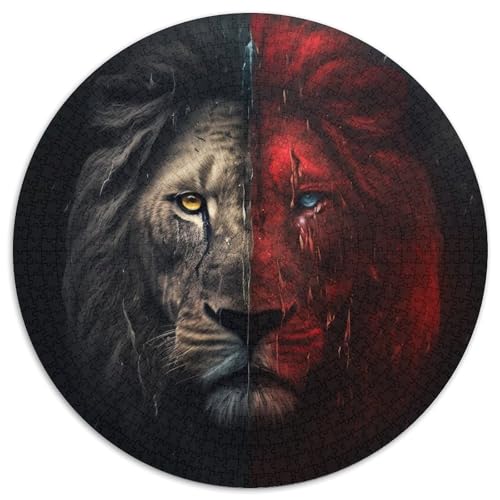 1000-teiliges Puzzle für Erwachsene, Cosmic Lion, runde Puzzles für 1000-teiliges Denkspiel, interaktives Familienspiel, geeignet für Kinder ab 14 Jahren (67,5x67,5cm) von WGLINGX