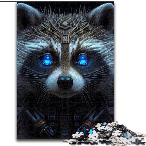 1000-teiliges Puzzle für Erwachsene, Cyborg-Waschbär, Puzzle für Erwachsene, 1000 Teile, Lernspielzeug, Größe 26x38cm von WGLINGX