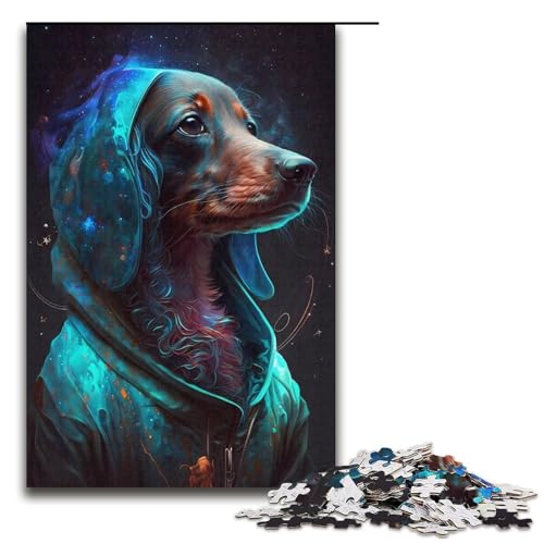 1000-teiliges Puzzle für Erwachsene, Dackel-Puzzle für Erwachsene, Papppuzzle, tolle Geschenke zu Weihnachten (Größe 38 x 26 cm) von WGLINGX