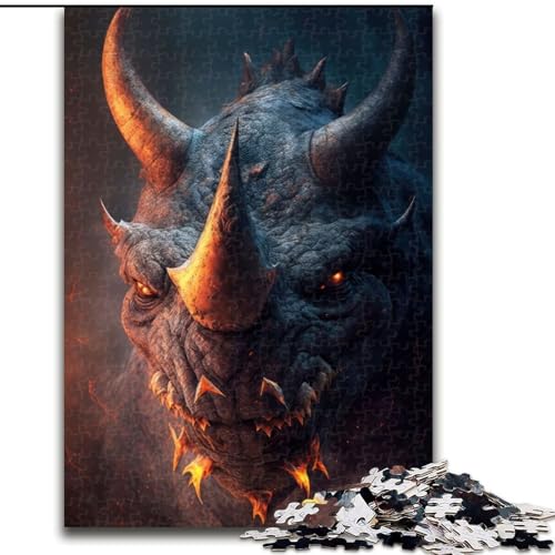 1000-teiliges Puzzle für Erwachsene, Dämonisches Nashorn, Holzpuzzle für Erwachsene, Weihnachten, Halloween, Muttertag, Neujahr, Ostergeschenk (Größe 50x75cm) von WGLINGX