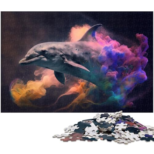 1000-teiliges Puzzle für Erwachsene, Delfin-Puzzle – anspruchsvolles Spiel, jedes Teil ist einzigartig – anspruchsvolles, unterhaltsames Spiel für die ganze Familie (Größe 50 x 75 cm) von WGLINGX