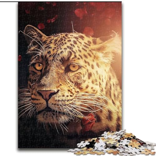 1000-teiliges Puzzle für Erwachsene, Der Leopard mit der Rose, Holzpuzzle, Spaß für die ganze Familie, Basteln, perfekt für Geburtstage, Feiertage, Größe 26x38cm 1000-teiliges Puzzle für Erwachsene, Der Leopard mit der Rose, Holzpuzzle, Spaß für die ganze Familie, Basteln, perfekt für Geburtstage, Feiertage, Größe 26x38cm von WGLINGX