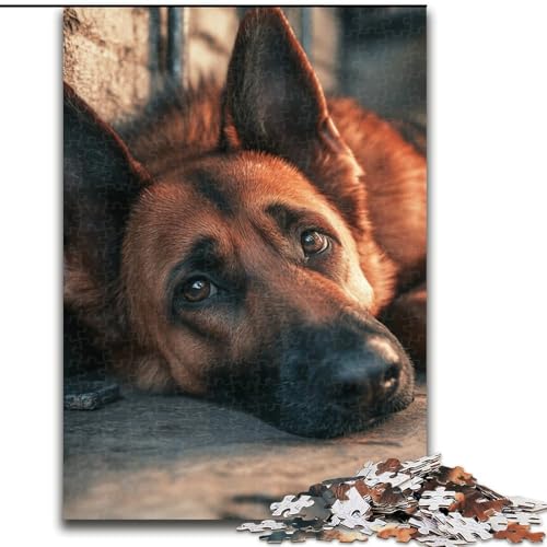 1000-teiliges Puzzle für Erwachsene, Deutscher Schäferhund, anspruchsvolle Puzzles, Kunstwerk-Dekor, Intelligenzspielzeug für Familien-Indoor-Spiele (Größe 50x75cm) von WGLINGX