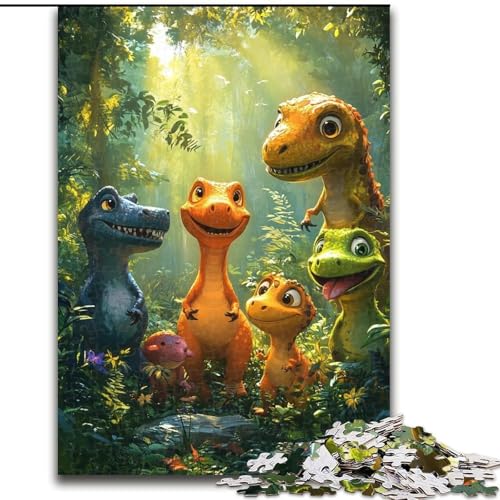 1000-teiliges Puzzle für Erwachsene, Dinosaurier-Puzzle für Erwachsene, 1000 Teile mit interaktivem Familienspiel, Kinder ab 14 Jahren (Größe 26x38cm) von WGLINGX
