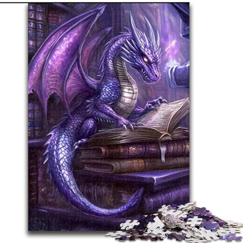 1000-teiliges Puzzle für Erwachsene, Drache im Buch, Puzzles für Erwachsene, pädagogisches und unterhaltsames Indoor-Spiel zur Heimdekoration (Größe 26x38cm) von WGLINGX