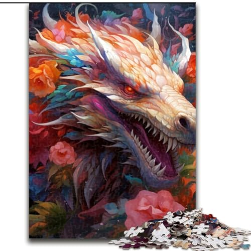 1000-teiliges Puzzle für Erwachsene, Drachen-Puzzle aus Holz für Erwachsene, anspruchsvolles Denkspiel für Teenager, perfekt als Heimdekoration oder Geschenk (Größe 50x75cm) von WGLINGX