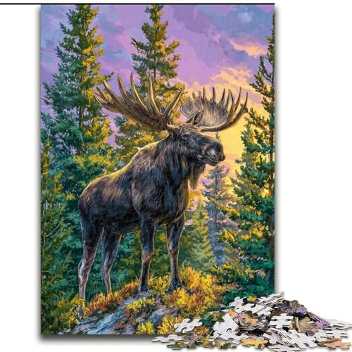 1000-teiliges Puzzle für Erwachsene, Dschungel-Elch-Puzzle, 1000-teiliges Puzzle, Familienaktivitätsspiel für Teenager, anspruchsvolles Denkspiel (Größe 50x75cm) von WGLINGX