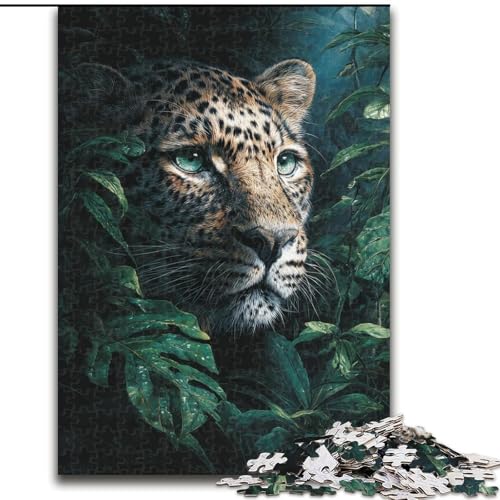 1000-teiliges Puzzle für Erwachsene, Dschungel-Leoparden-Puzzle für Erwachsene, pädagogisches und unterhaltsames Indoor-Spiel zur Heimdekoration (Größe 26x38cm) von WGLINGX
