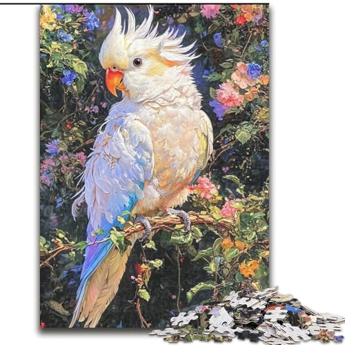1000-teiliges Puzzle für Erwachsene, Dschungel-Puzzle mit weißem Papagei, 1000 Teile, Familie und Freunde, knifflige Herausforderung (Größe 26x38cm) von WGLINGX