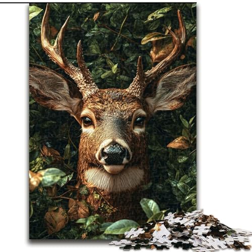 1000-teiliges Puzzle für Erwachsene, Dschungelhirsch, 1000 Teile Puzzle für Erwachsene mit interaktivem Familienspiel, Kinder ab 14 Jahren (Größe 50x75cm) von WGLINGX