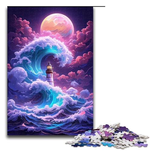 1000-teiliges Puzzle für Erwachsene, EIN Leuchtturm in der Brandung, lustige Familienspiele, Familienspiel, Stressabbau, schwieriges Herausforderungspuzzle, 50 x 75 cm 1000-teiliges Puzzle für Erwachsene, EIN Leuchtturm in der Brandung, lustige Familienspiele, Familienspiel, Stressabbau, schwieriges Herausforderungspuzzle, 50 x 75 cm von WGLINGX