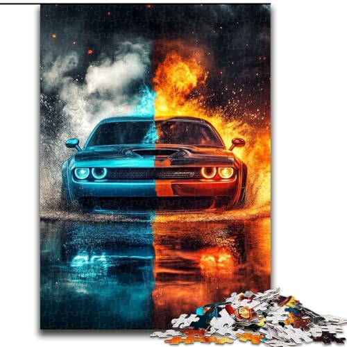1000-teiliges Puzzle für Erwachsene, EIS- und Feuer-Sportwagen-Puzzles für Erwachsene, pädagogisches und unterhaltsames Indoor-Spiel für die Heimdekoration (Größe 26x38cm) von WGLINGX