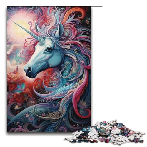 1000-teiliges Puzzle für Erwachsene, Einhorn-Puzzle, praktisches Spiel, gutes Geschenk für Teenager ab 14 Jahren (Größe 38 x 26 cm) von WGLINGX