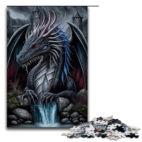1000-teiliges Puzzle für Erwachsene, Eisdrache, Puzzles für Holzpuzzles, Spielzeug, Denkspiel (Größe 50 x 75 cm) von WGLINGX