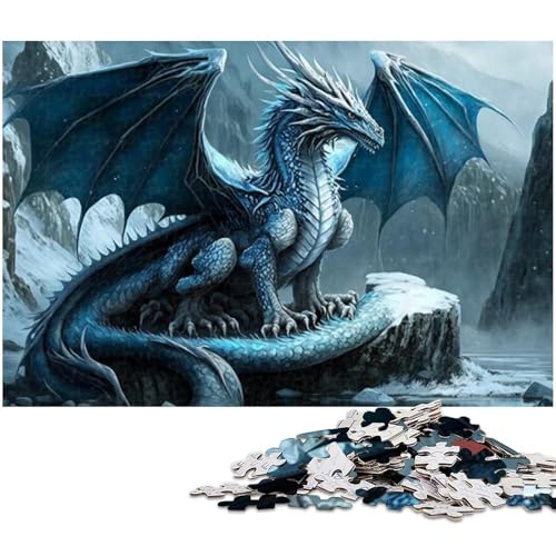 1000-teiliges Puzzle für Erwachsene, Eisdrache, Puzzles für Holzpuzzles, Spielzeug, Denkspiel (Größe 50 x 75 cm) von WGLINGX