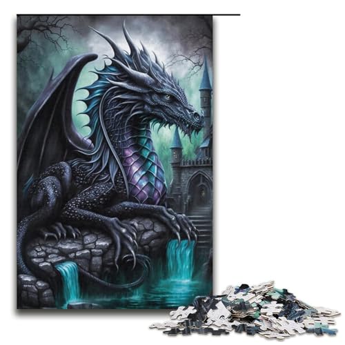 1000-teiliges Puzzle für Erwachsene, Eisdrachen-Puzzle – anspruchsvolles Spiel, jedes Teil ist einzigartig – anspruchsvolles, unterhaltsames Spiel für die ganze Familie (Größe 38 x 26 cm) von WGLINGX