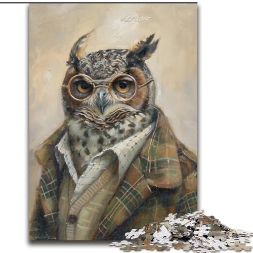 1000-teiliges Puzzle für Erwachsene, Eule, unmögliches Puzzle für Erwachsene, anspruchsvolles DIY-Denkspiel für Teenager (Größe 50x75cm) von WGLINGX