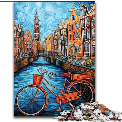 1000-teiliges Puzzle für Erwachsene, Fahrrad auf der Brücke, Holzpuzzle, anspruchsvolles Denkspiel für Teenager, Spaß für den Spieleabend mit der Familie (Größe 26x38cm) von WGLINGX
