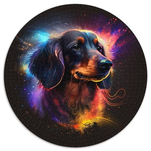 1000-teiliges Puzzle für Erwachsene, Fantasie-Dackel, runde Papppuzzles, interaktives Familienspiel, Denksportaufgabe, Geschenk, Lernspielzeug (67,5 x 67,5 cm) von WGLINGX