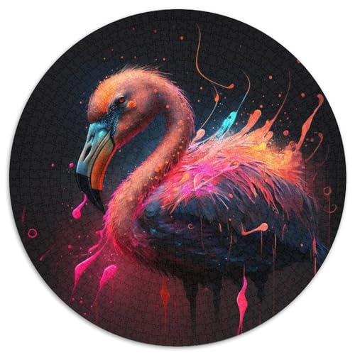 1000-teiliges Puzzle für Erwachsene, Fantasie-Flamingo, runde Papppuzzles, interaktives Familienspiel, Denksportaufgabe, Geschenk, Lernspielzeug (67,5 x 67,5 cm) von WGLINGX