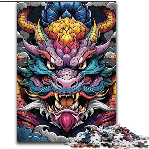 1000-teiliges Puzzle für Erwachsene, Fantasie-Fliegendrache, Holzpuzzle für Erwachsene, anspruchsvolles DIY-Denkspiel, interaktive Familienaktivität (Größe 26x38cm) von WGLINGX