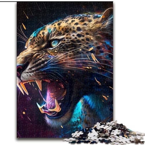 1000-teiliges Puzzle für Erwachsene, Fantasie-Leopard, Holzpuzzle, lehrreich und unterhaltsam, Indoor-Spiel für die Heimdekoration (Größe 38x26cm) von WGLINGX
