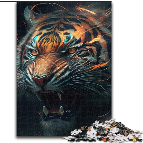 1000-teiliges Puzzle für Erwachsene, Fantasie-Tiger, Holzpuzzle, lehrreich und unterhaltsam, Indoor-Spiel für die Heimdekoration (Größe 38x26cm) von WGLINGX