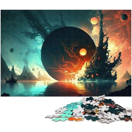 1000-teiliges Puzzle für Erwachsene, Fantasielandschafts-Puzzle für Lernspiele, Herausforderungsspielzeug, Stressabbau (Größe 50 x 75 cm) von WGLINGX