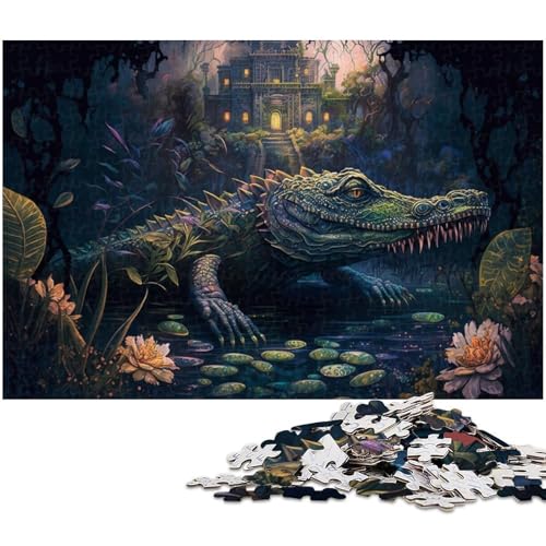 1000-teiliges Puzzle für Erwachsene, Fantasy-Krokodil-Puzzles für Holzpuzzles, Spielzeug, Denkspiel (Größe 50 x 75 cm) von WGLINGX