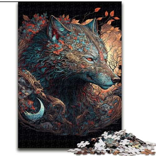 1000-teiliges Puzzle für Erwachsene, Fantasy-Wolf-Holzpuzzle, anspruchsvolles Denkspiel für Teenager, Spaß für den Familienspieleabend (Größe 26x38cm) von WGLINGX